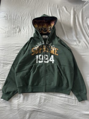 Supreme x MM6 Maison Margiela Green Zip Up Hoodie L