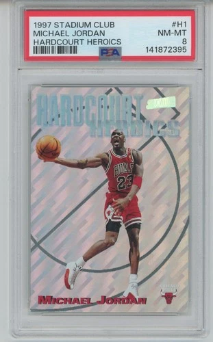 PSA 8 MICHAEL JORDAN 1997 Stadium Club #H1 Hardcourt Heroes Insert SP Bulls
