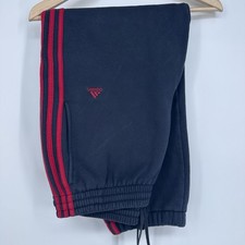 Vintage Adidas Cotton Track Pants Mens L Navy/Red Elastic Cuff Y2K/2000 s