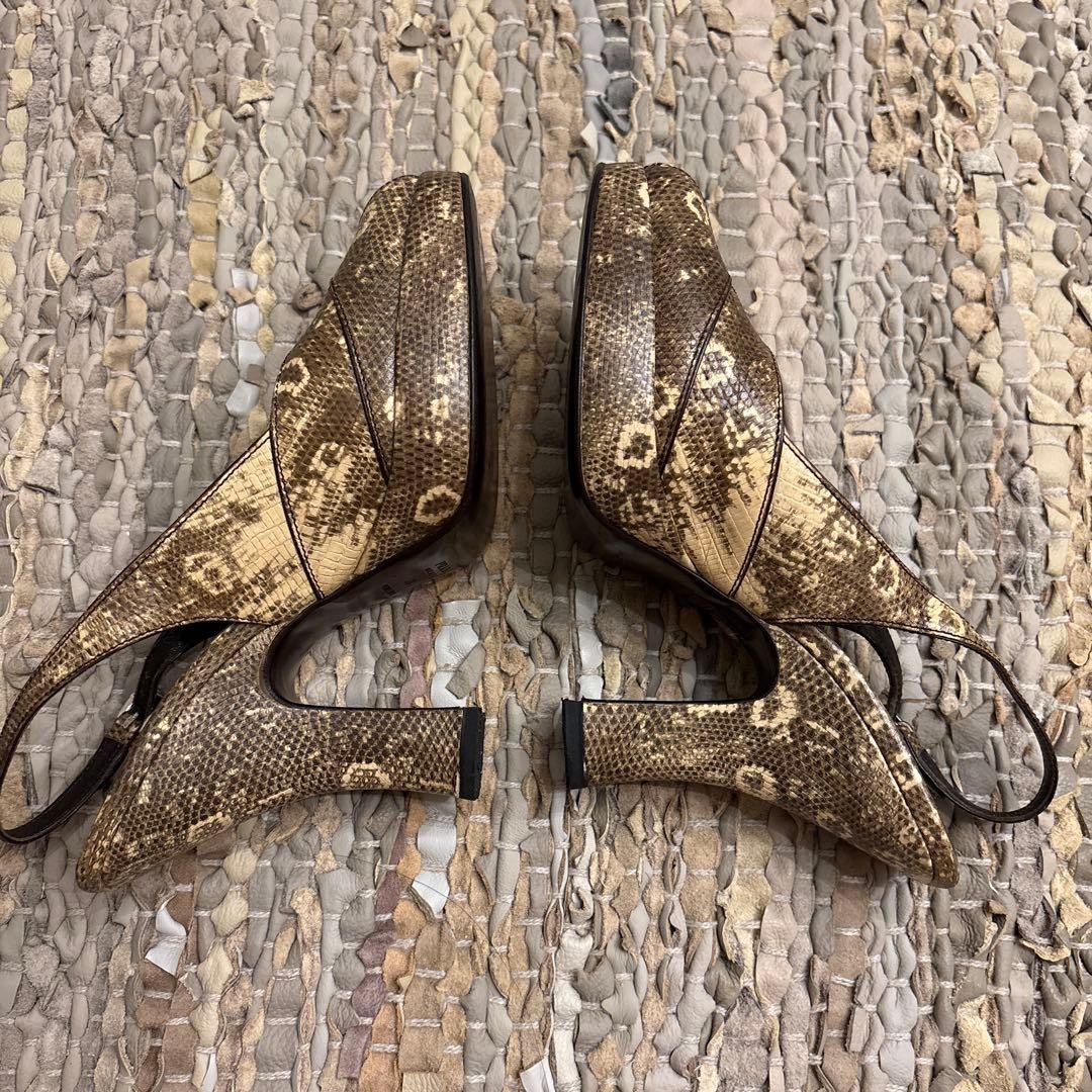 PRADA Python Print Open Toe Heels Sandals Size 38… - image 2