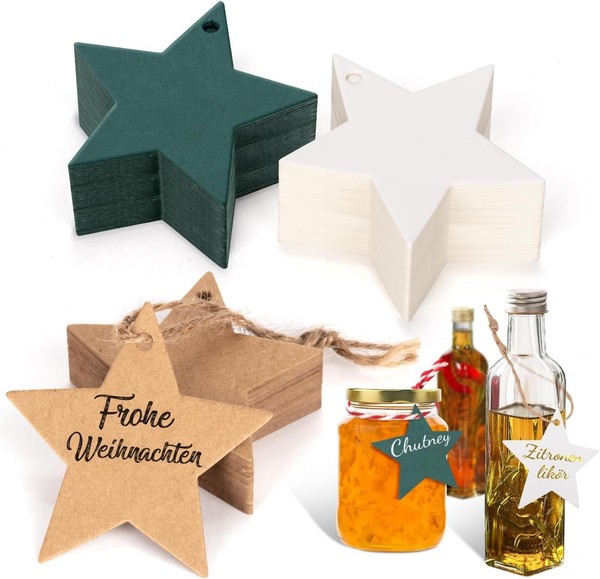 GeschenkanhäNger Weihnachten 120 StüCk Deko GrüN Mit 20M Schnur FüR Geschenke-image