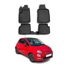 OMAC Floor Mats Liner for Fiat 500 500C 2012-2019 Black TPE All-Weather 4 Pcs