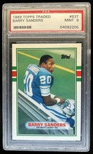 1989 Topps Traded Barry Sanders Rookie RC #83T Lions PSA 9