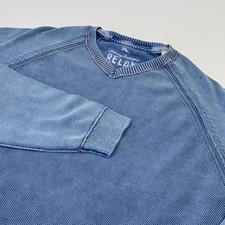 Tommy Bahama Sweater Mens Large Blue 100 Cotton Waffle Knit Crewneck Pullover