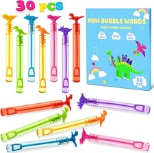 30 Pack Dinosaur Mini Bubble Wands Kids Party Favors Goodie Bag Stuffers Toys