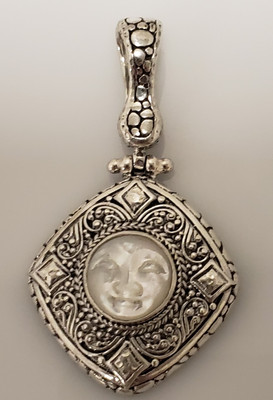 Sarda Sterling Silver Moon Face MOP Pendant w/ Magnetic Bail