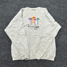Mirage Sweatshirt Mens Size Large White Las Vegas Palm Tree Graphic USA Made
