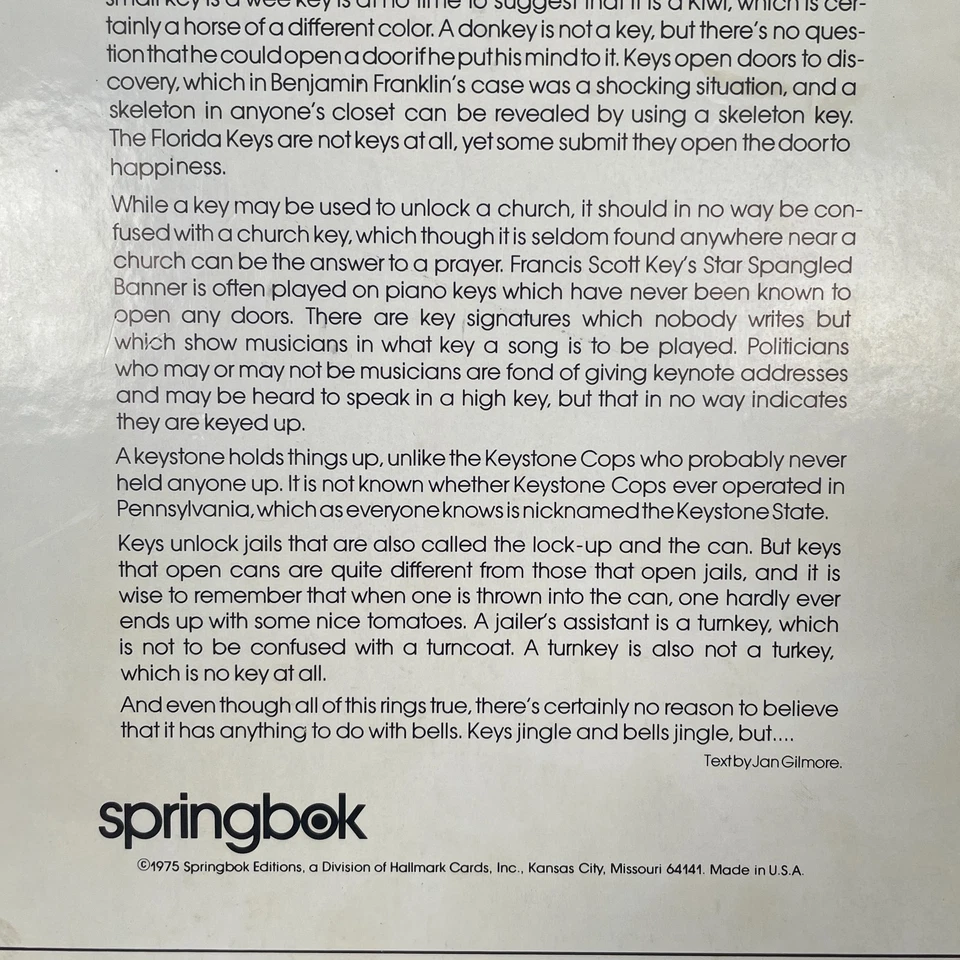 Vintage 70s Just For Openers ANTIQUE KEY JIGSAW PUZZLE Collection Springbok 1975 - Image 4 of 4