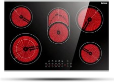 Karinear 5 Zone Ceramic Hob 77 cm, 5 Ring Ceramic Hob with Touch Control, Timer