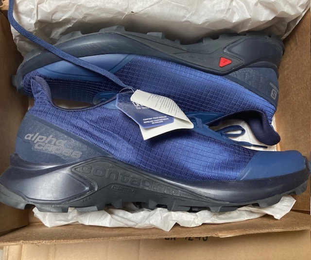 Scarpe Salomon Alphacross blu taglia 11 5 US da uomo escursionismo outdoor sportive NUOVE!!!