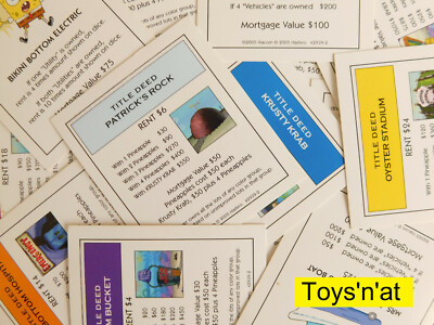 Monopoly Spongebob Property Deed Card (One, Your Choice)
