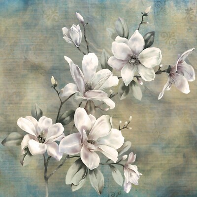 Vinatge Fototapete BLUMEN Blumenmuster MAGNOLIE Tapete Vlies Romantische KUNST