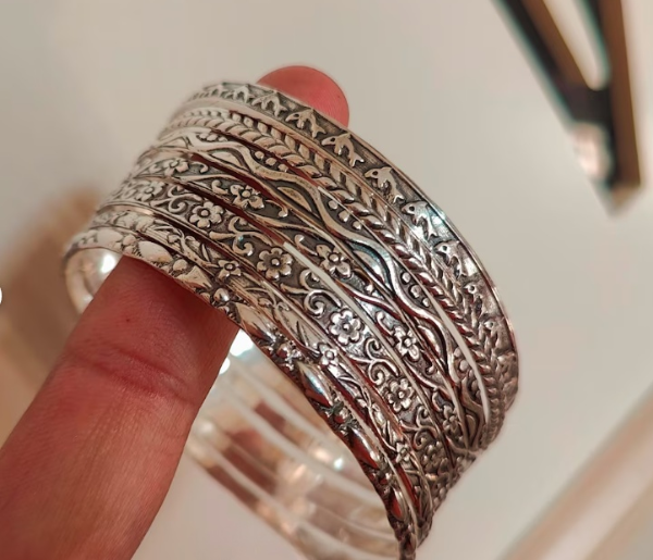 Set Of 7 Silver Bangles 925 Sterling Silver Bracelet Handmade