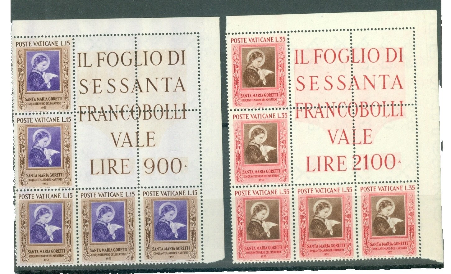 Mint Hinged Vatican Stamp Blocks