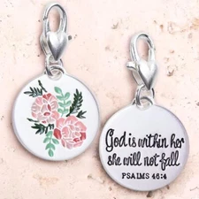 Amanda Blu Silver 1-Tone Charm - Bouquet Psalms 46:4