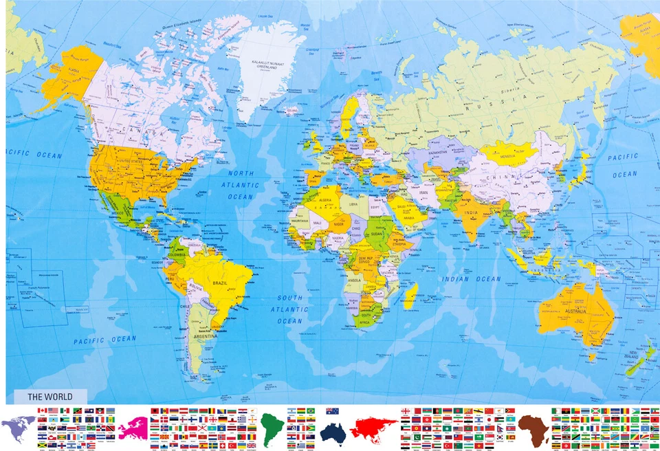 World Map Poster 36in x 24in