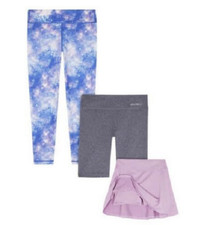 Eddie Bauer Girls 3 PK Set Leggings Skort Shorts Gray/Lavender/Blue L(4-16) NWT