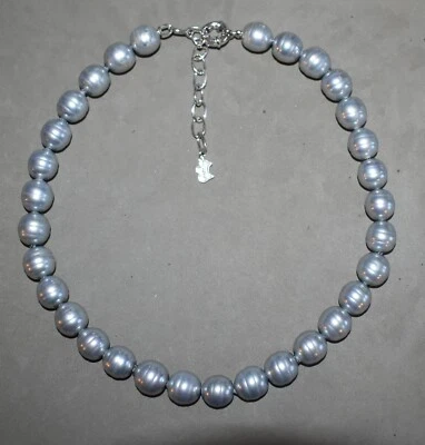Collier ras de cou AGATHA en perles argentée - Photo 1/4
