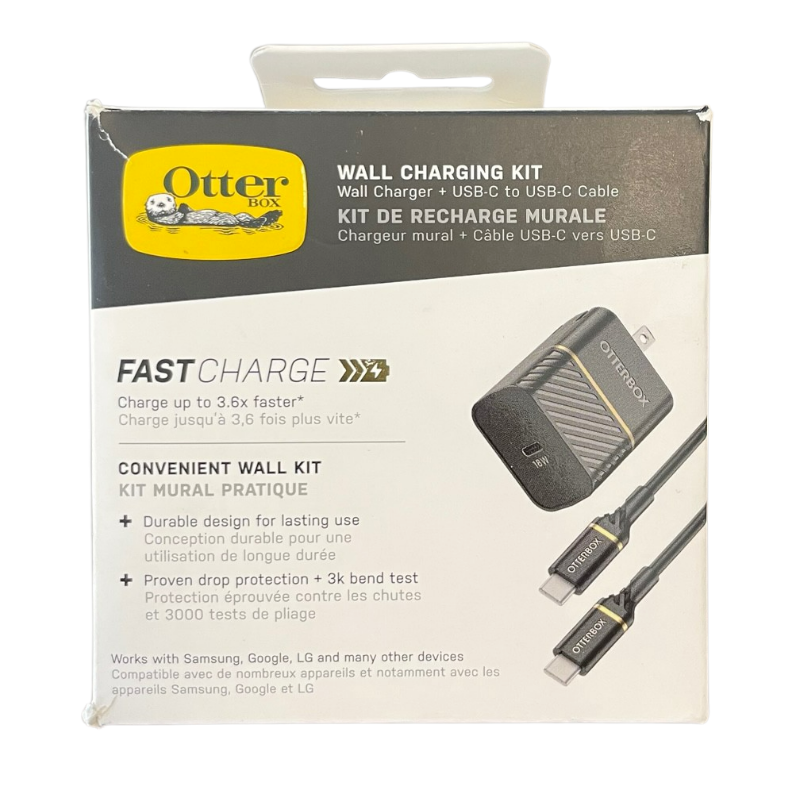 NEW OtterBox Wall Charging Kit Charger + USB-C to USB-C, 3.3 ft 