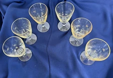 6 Vintage Tiffin Franciscan Atomic Starburst Stem Cordial Aperitif Glasses