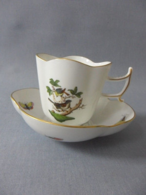 Herend Rothschild Mokkatasse mit untere Handgemalt 4198 RO Porzellan Porcelain
