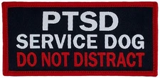 PTSD SERVICE DOG DO NOT DISTRACT Sew-On (SD-017SM) Woven Patch 1.5" x2.5" 