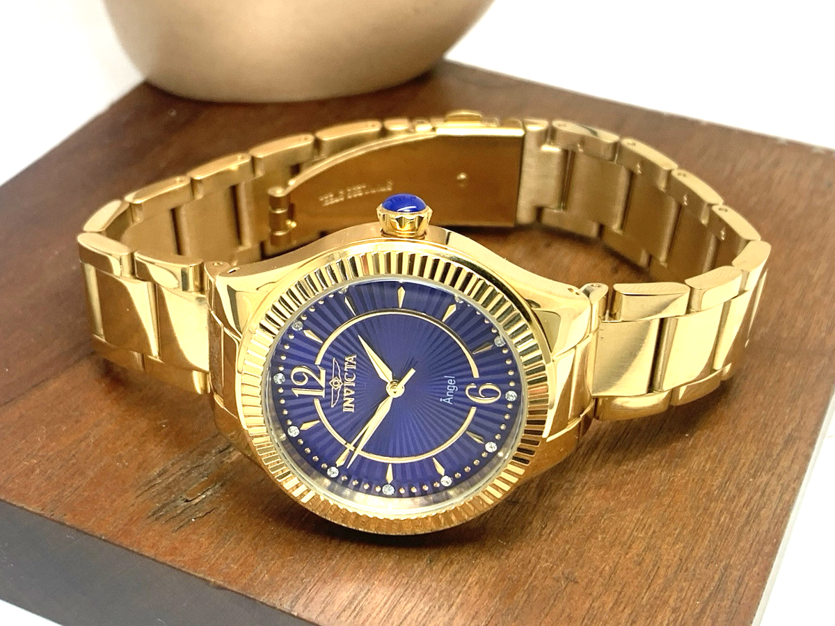 Invicta Women's Watch 28281 Angel Blue Dial Gold Stainless Steel