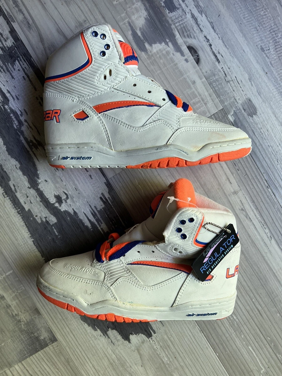 Vintage 1991 LA Gear Regulator Pump Basketball Shoes Blue/ Orange Youth  Size 6