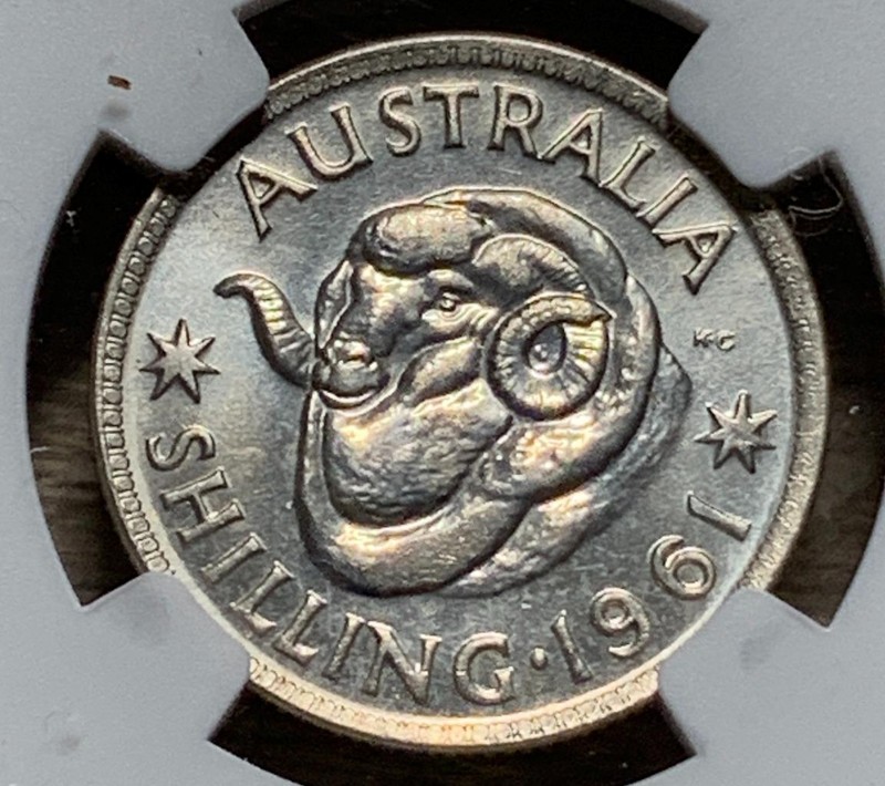 Australia 1961 -  1 Shilling NGC Graded MS65 SKU# 34665