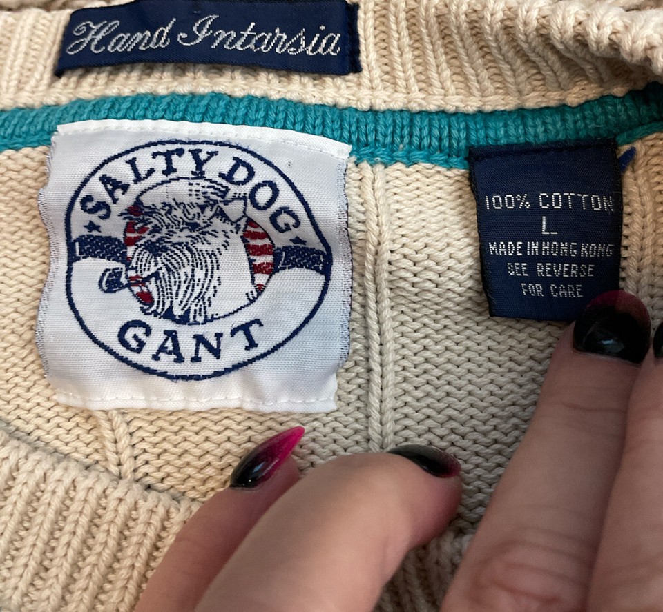 Vintage Gant Salty Dog Golf Sweater Mens Graphic On The Green size