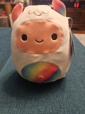 Squishmallows 8  Yuri Yeti Christmas Winter White Rainbow Plush