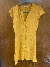 Women NWT "Reformation" mustard colored short sleeves, short shirt dress. Size 2