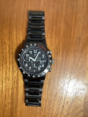 Charles-Hubert Men's Black Watch Tachymetre. Stainless Steel. #3896-B. Analog.