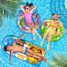 JoyX 3-Pack Kids Pool Floats - Inflatable Swimming Rings with Cute Summer Fruit 