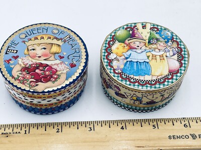 MARY ENGELBREIT THE QUEEN OF HEARTS & PARTY GIRL GIFT TRINKET BOX POOCH LOT 2