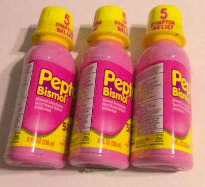 Pepto Bismol Stomach Reliever/Antidiarrheal 5 Symptom relief Pack of 3
