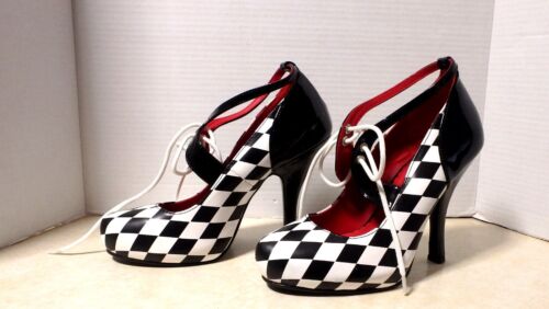 Funtasma Harlequin 03 Checker Board Cosplay High Heel Pumps Women's Shoes Sz 9 - Picture 1 of 12