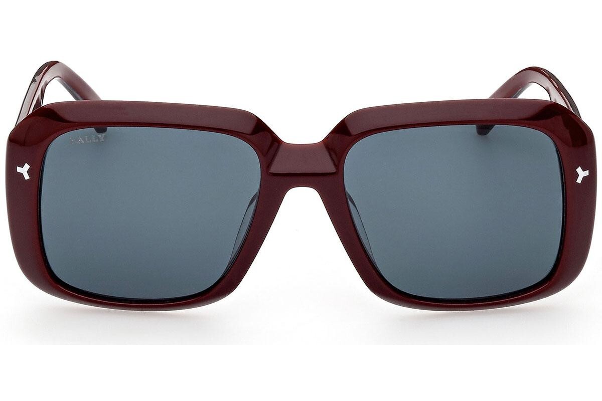 Солнцезащитные очки в пластиковой оправе большого размера Bally BY0098-H 69V бордового цвета 57-19-145 Италия 38990₽