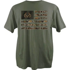 Realtree Camo Flag Graphic T Shirt, Men's Size M, Green, Hunting (MP)