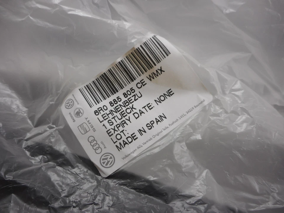 (645) Orig. VW POLO Rückenlehnenbezug Stoff + Halterung 6R0885805Q WMV *NEU* - Bild 4 von 4