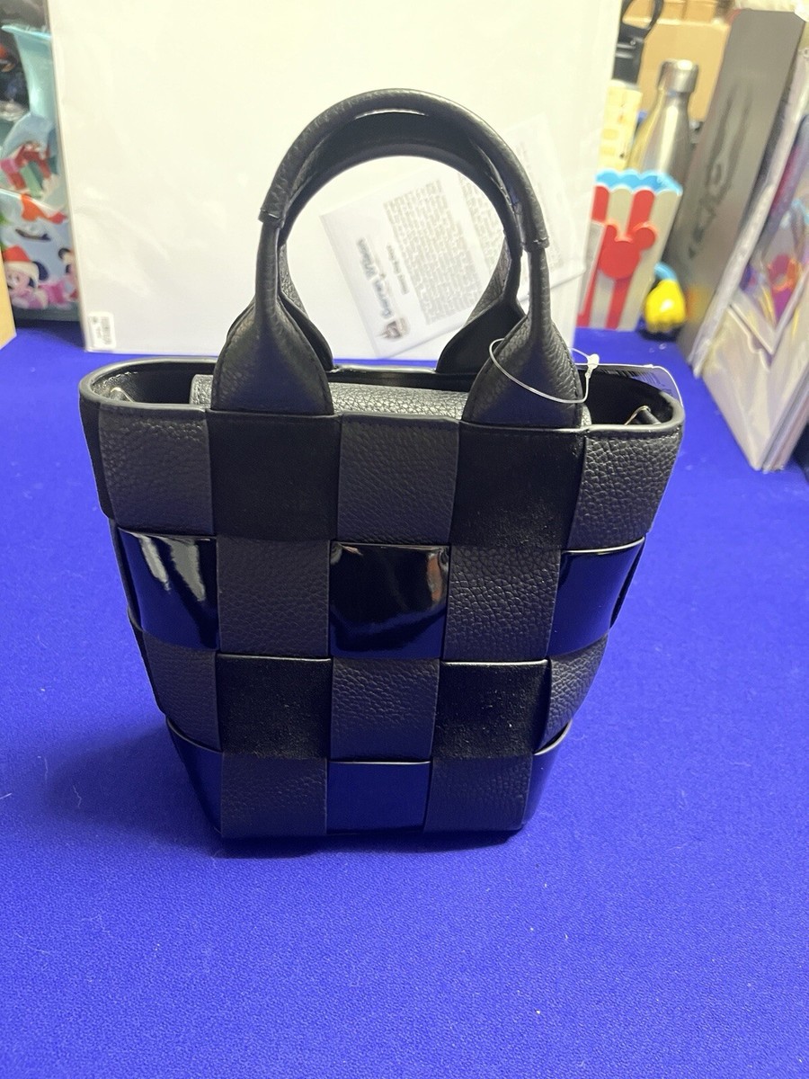 KATE SPADE BASKET MINI TOTE / CROSSBODY PATENT MIXED MATERIAL BLK
