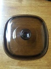 Corning Ware Pyrex Amber SQUARE Replacement Lid A-9-C Fireside Vintage Glass