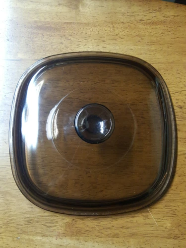 Corning Ware Pyrex Amber SQUARE Replacement Lid A-9-C Fireside Vintage Glass