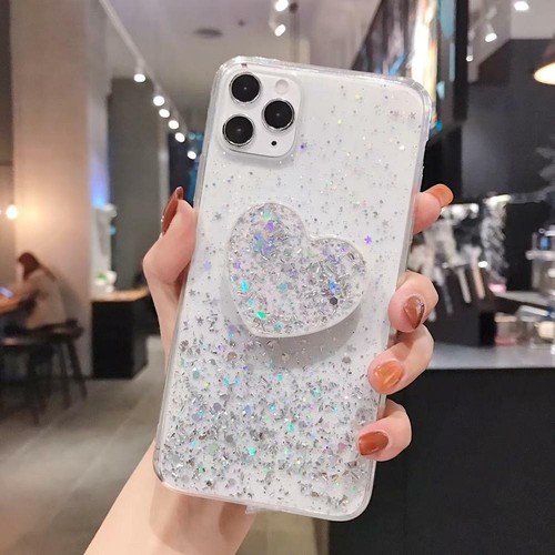 Bling Sequins w/ Heart Stand Case For Samsung Galaxy S21 S20 S10 Note20 10 8 9 - Picture 6 of 13