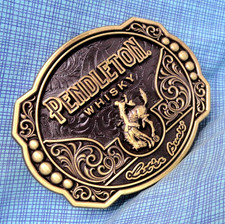 Pendleton Whisky 2024 Let'er Buck Promo Belt Buckle Montana Silversmiths .GMP488