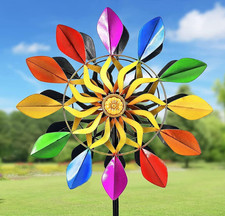 63 Inch Metal Kinetic Wind Spinners with Garden Stake 360 Swivel Outdoor Wind ..