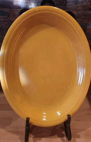 Homer Laughlin Fiesta Ware Yellow 12" Platter Vintage Art Deco 1986