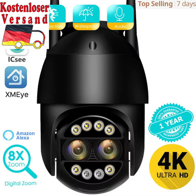 BESDER 8MP 4K PTZ IP Camera 8X Zoom Dual-Lens Human Detect CCTV Camera 4MP Smart
