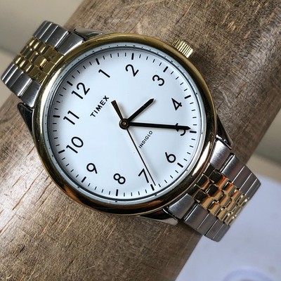 Timex Easy Reader Women TW2U40400 Indiglo Two Tone Expansion Quartz Watch 6 3/4''
