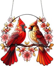 BDHRKTE Acrylic Window Hanging Cardinal Suncatcher Decor,Red Bird Suncatcher ...